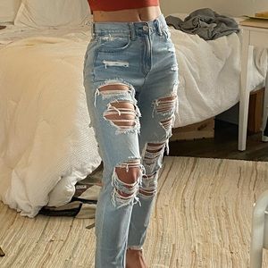 Custom Bleached AE boyfriend jeans